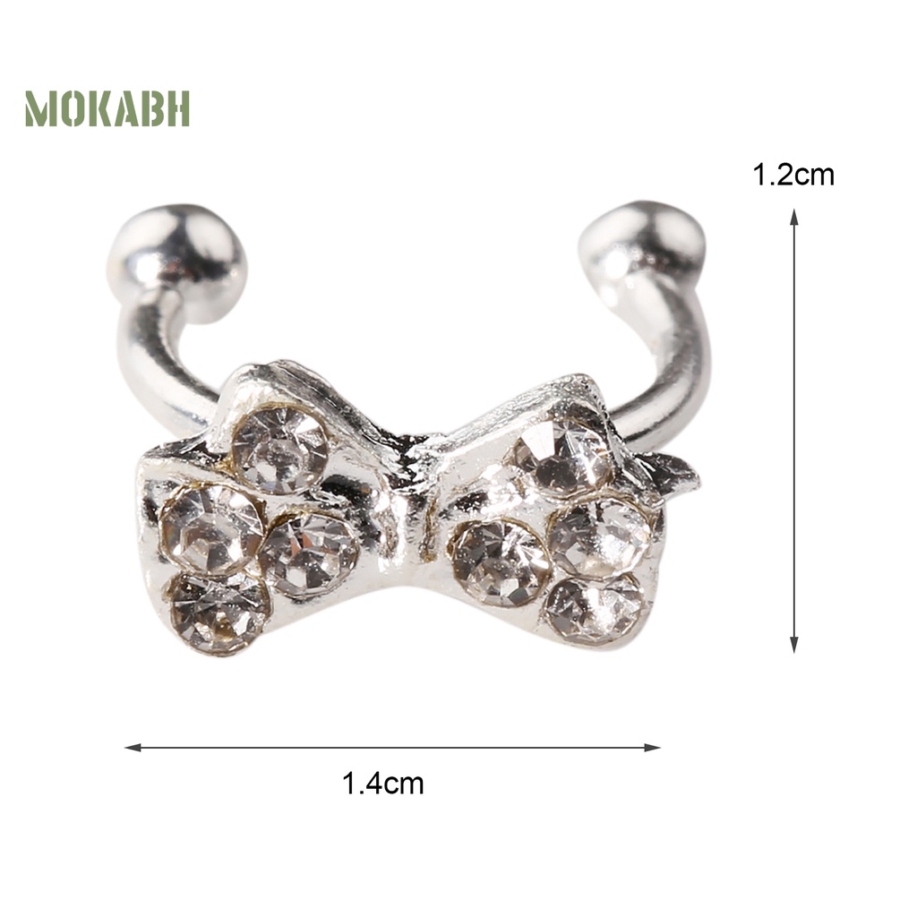 1 Chiếc Bông Tai Kẹp Hình Nơ Đính Đá Pha Lê Bằng Hợp Kim Cho Nữ