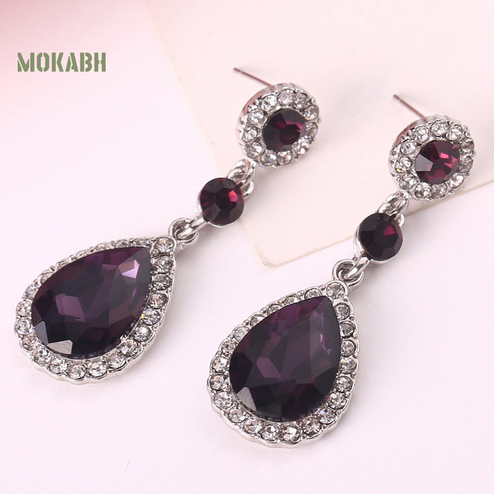 Bông Tai Dài Hình Giọt Nước Đính Đá Lấp Lánh Thời Trang Dự Tiệc Cho Nữ