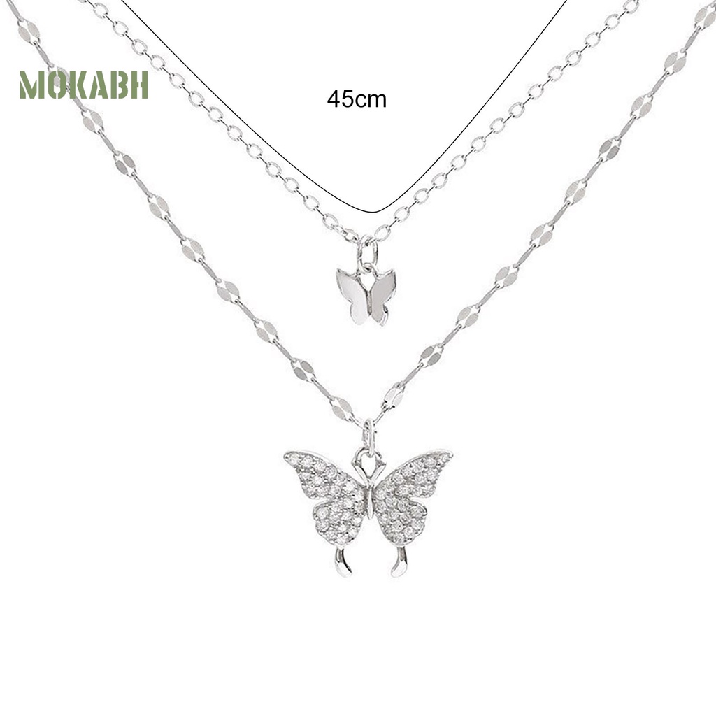 Vòng cổ Hai Lớp Mặt Hình Bướm Đính Đá Thời Trang Dành Cho Nữ