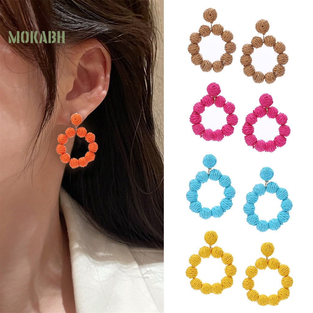 1 Đôi Bông Tai Hình Tròn Phong Cách Bohemian Dành Cho Nữ