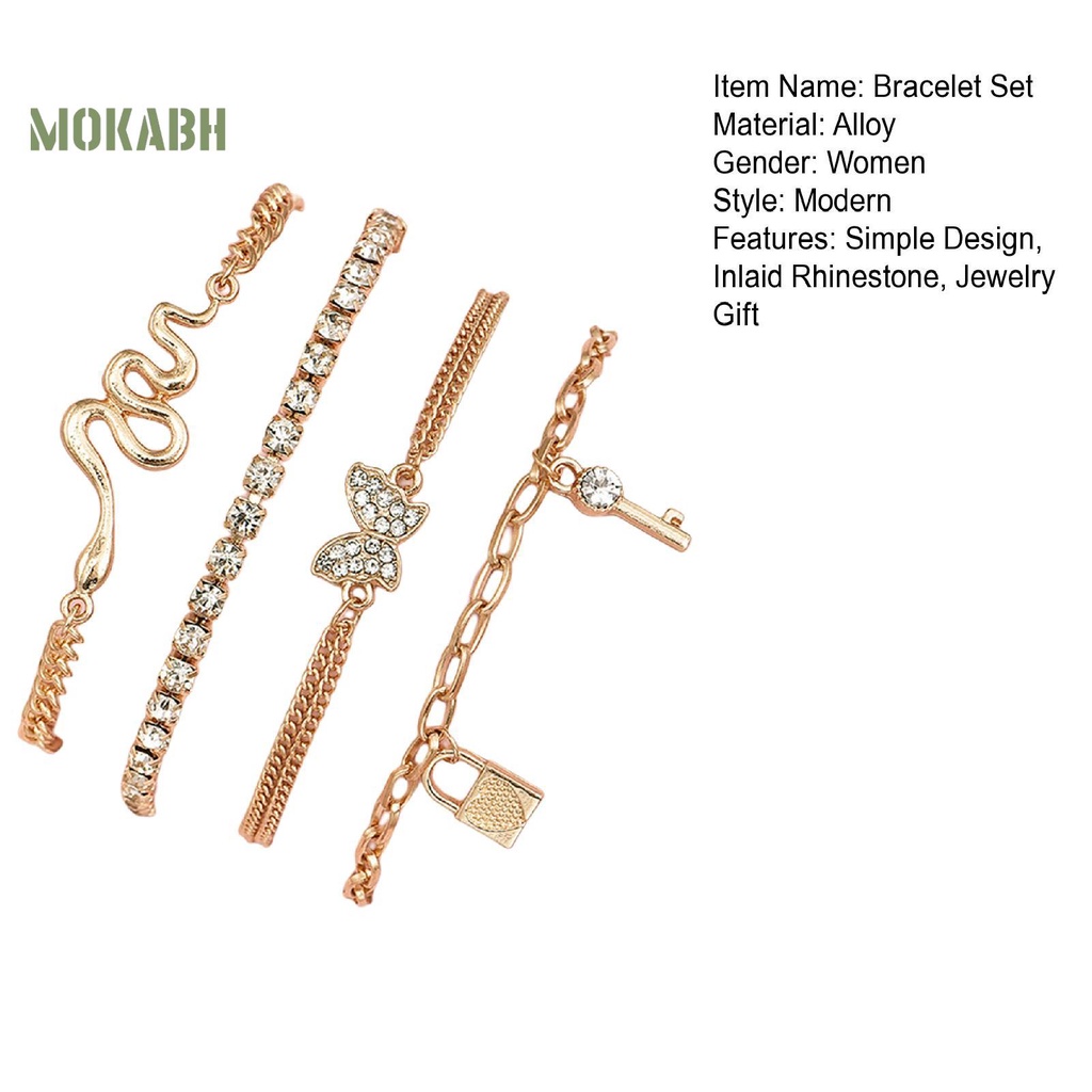 Set 4 Vòng Tay Nhiều Lớp Đính Đá Thời Trang Cho Nữ