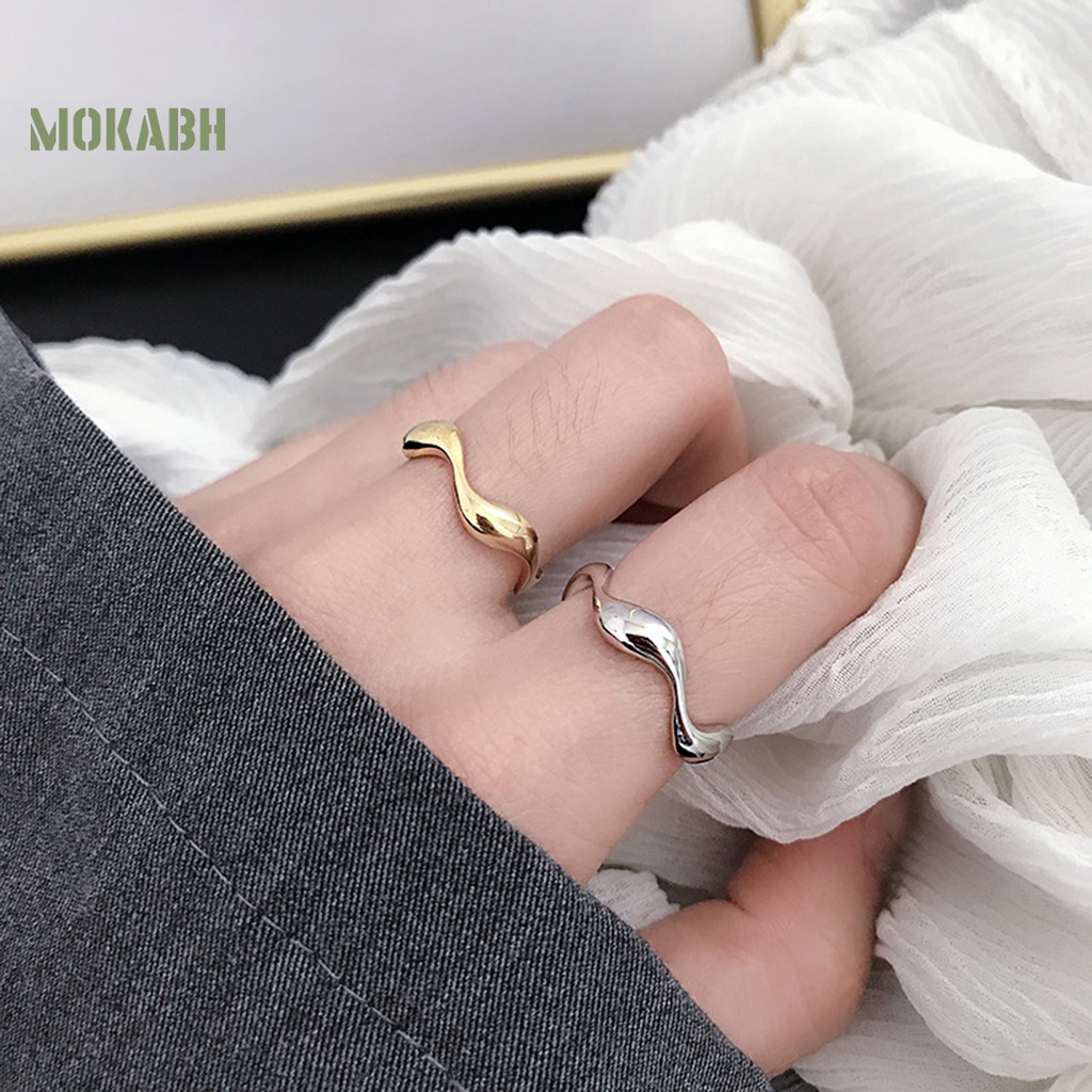 Nhẫn Đeo Ngón Tay Mạ Điện Màu Trơn Họa Tiết Hình Học Thời Trang