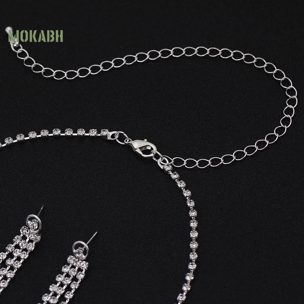 1 Bộ Vòng cổ Và Bông Tai Tua Rua Đính Đá Lấp Lánh Thời Trang Công Sở Cho Nữ
