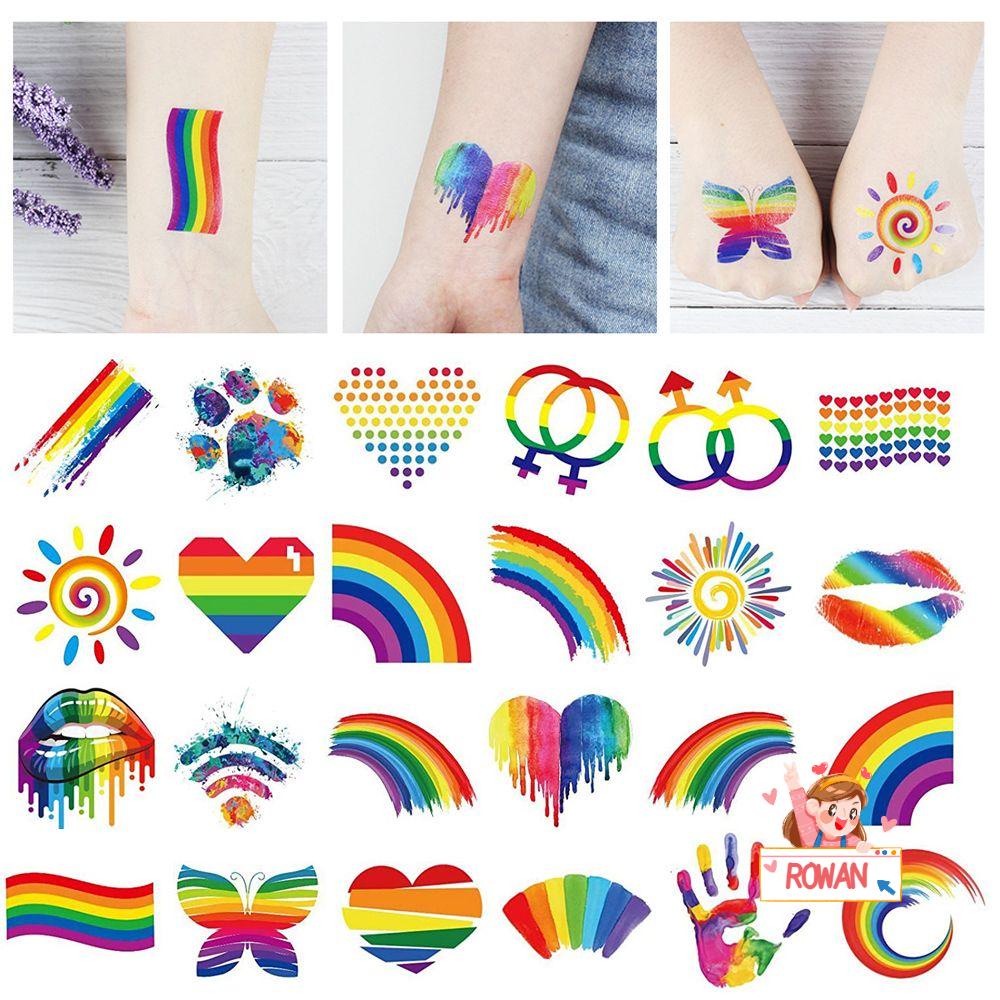 Set 12 Hình Xăm Dán Tạm Thời Chống Nước Hình Bướm Màu Cầu Vồng