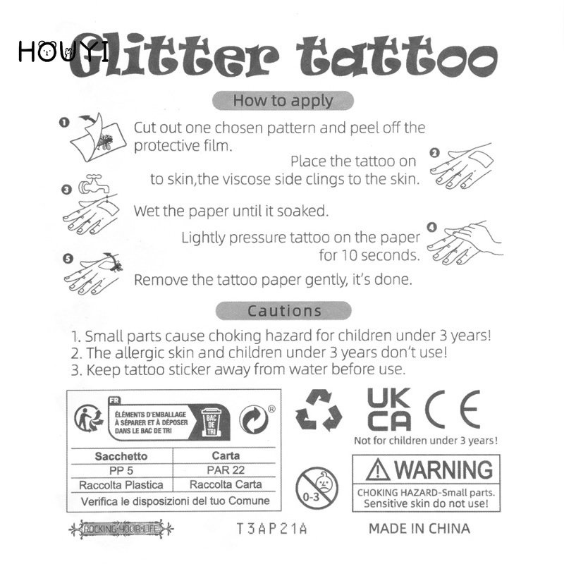 Miếng Dán Hình Xăm Tạm Thời Hình Cánh Bướm Lấp Lánh