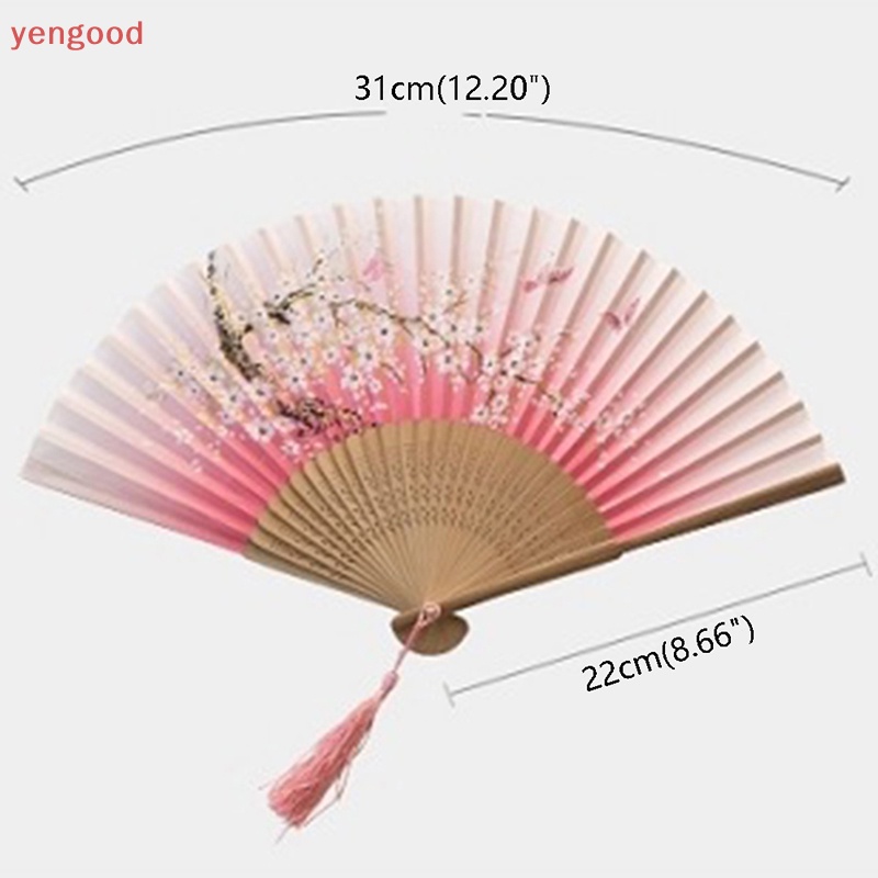 (YGD) Quạt Gấp Cầm Tay Tua Rua Phong Cách Trung Hoa Cổ Điển Dành Cho Nữ Trang Trí Nhà Cửa