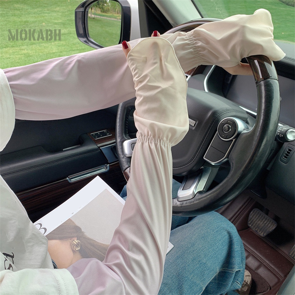 1 Cặp Găng Tay Chống Nắng Bằng Lụa Lạnh Thấm Hút Mồ Hôi Thoáng Khí Màu Sắc Gradient Độ Co Giãn Cao Dành Cho Nữ