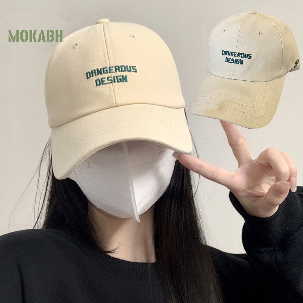 [Mok Abh] Mũ Lưỡi Trai Màu Trơn Thêu Chữ Phong Cách Hip Hop Hàn Quốc