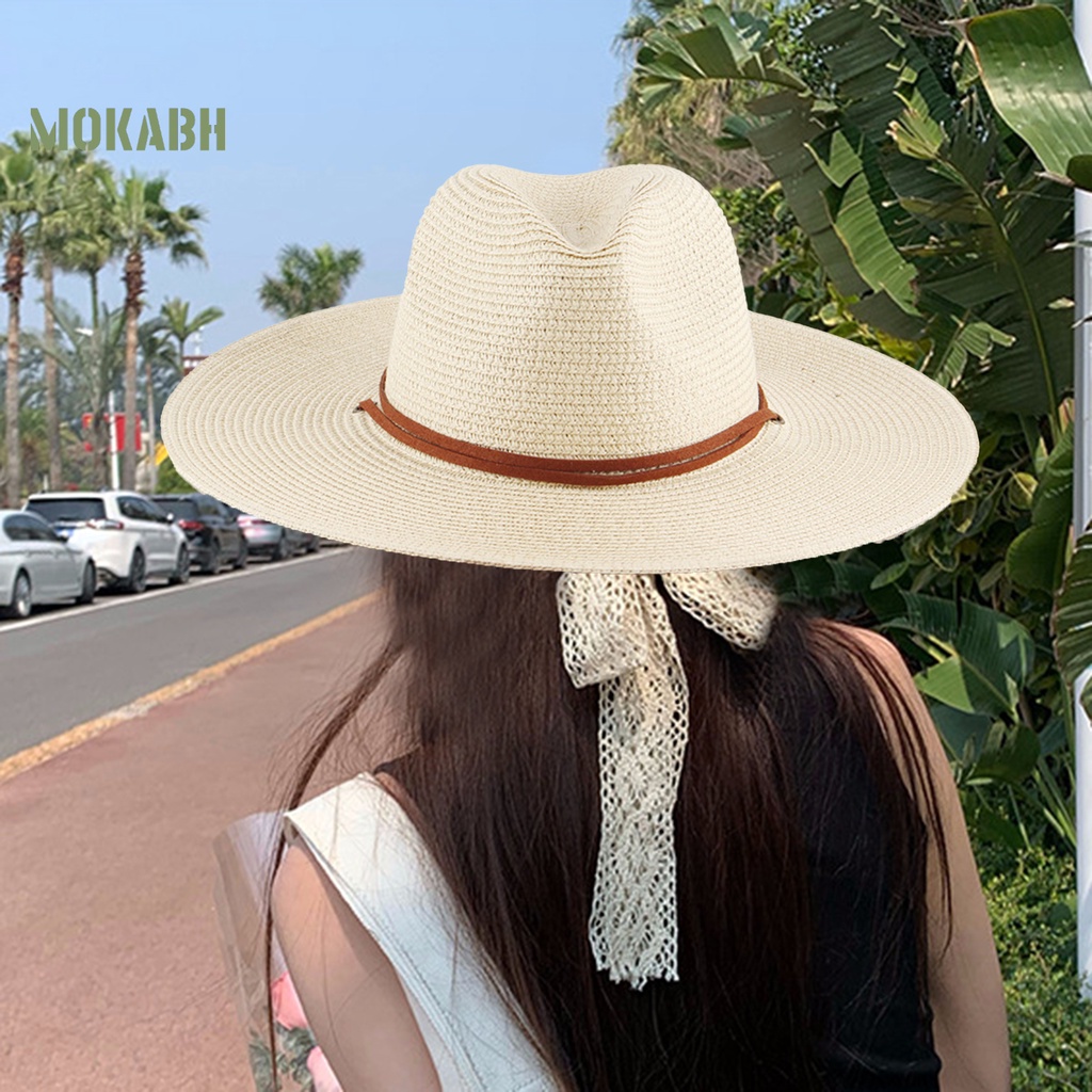 Mũ Cói Rộng Vành Chống Nắng Chống Gió Màu Trơn Điều Chỉnh Được Kích Thước Thời Trang Unisex