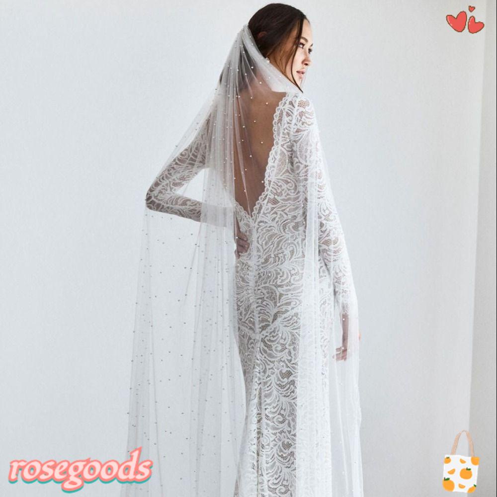 Mạng Che Mặt Cô Dâu Hoa Hồng Dài Mềm Mại. Phụ Kiện Trang Trí Đám Cưới Xinh Xắn Chất Lượng