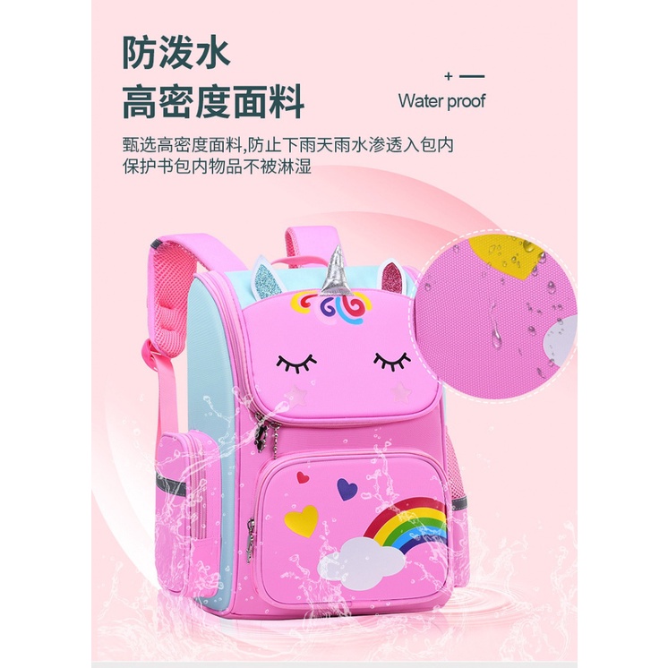 Ba Lô Đi Học Cỡ Lớn Siêu Nhẹ Thoáng Khí In Hình Kỳ Lân 79WY Dễ Thương Cho Bé