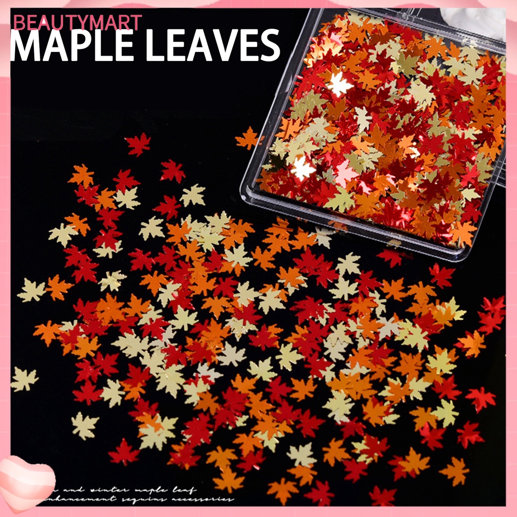 1 Hộp Kim Tuyến Lá Phong Mini Siêu Mỏng Nhiều Màu Sắc Lấp Lánh Trang Trí Móng Tay Nghệ Thuật DIY