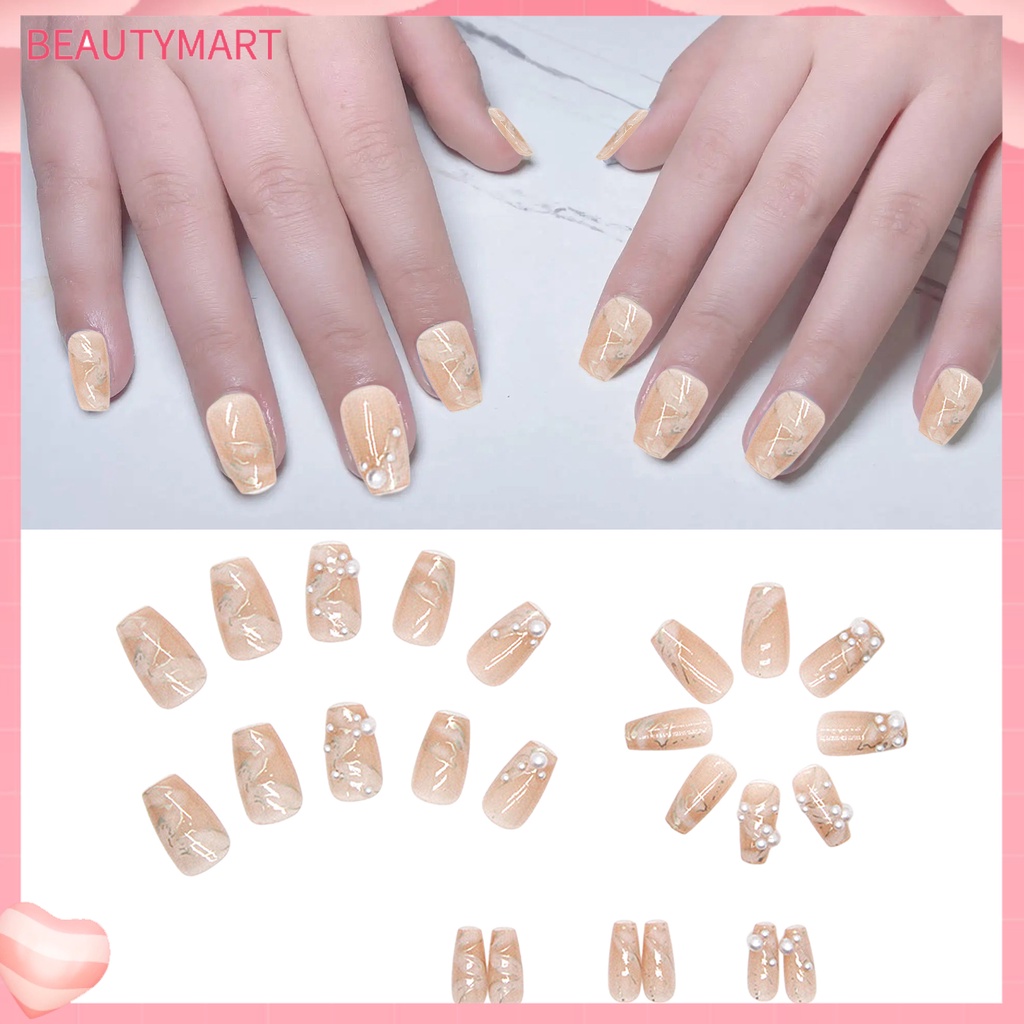 Bộ 24 Móng Tay Giả Trong Suốt Dạng Nhấn Độ Bóng Cao DIY