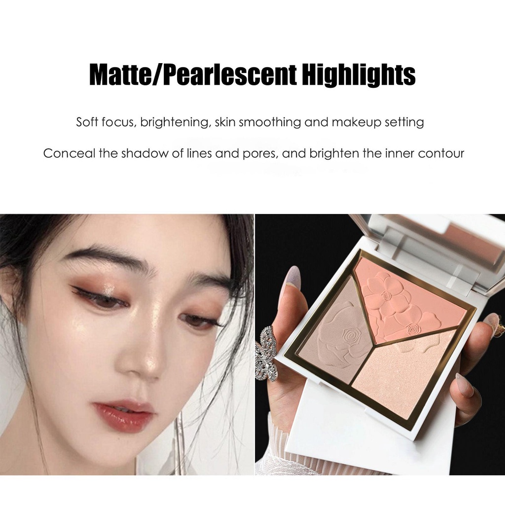 Phấn Bắt Sáng 3 Trong 1 Màu Lì Làm Sáng Da Mặt / Mũi J4J8