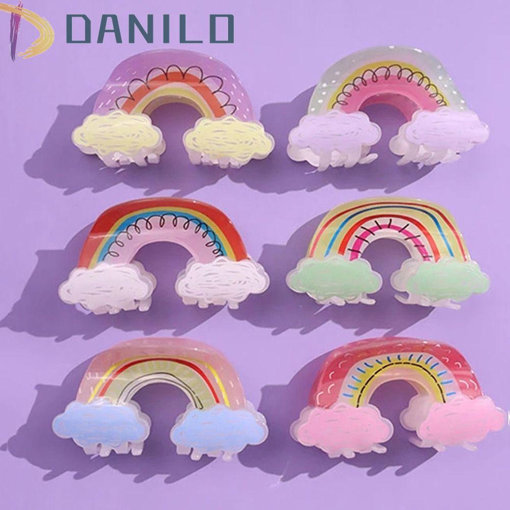 Danilo Kẹp Tóc Càng Cua Bằng Acrylic In Họa Tiết Hình Học Màu Cầu Vồng Phong Cách Hàn Quốc Cho Nữ