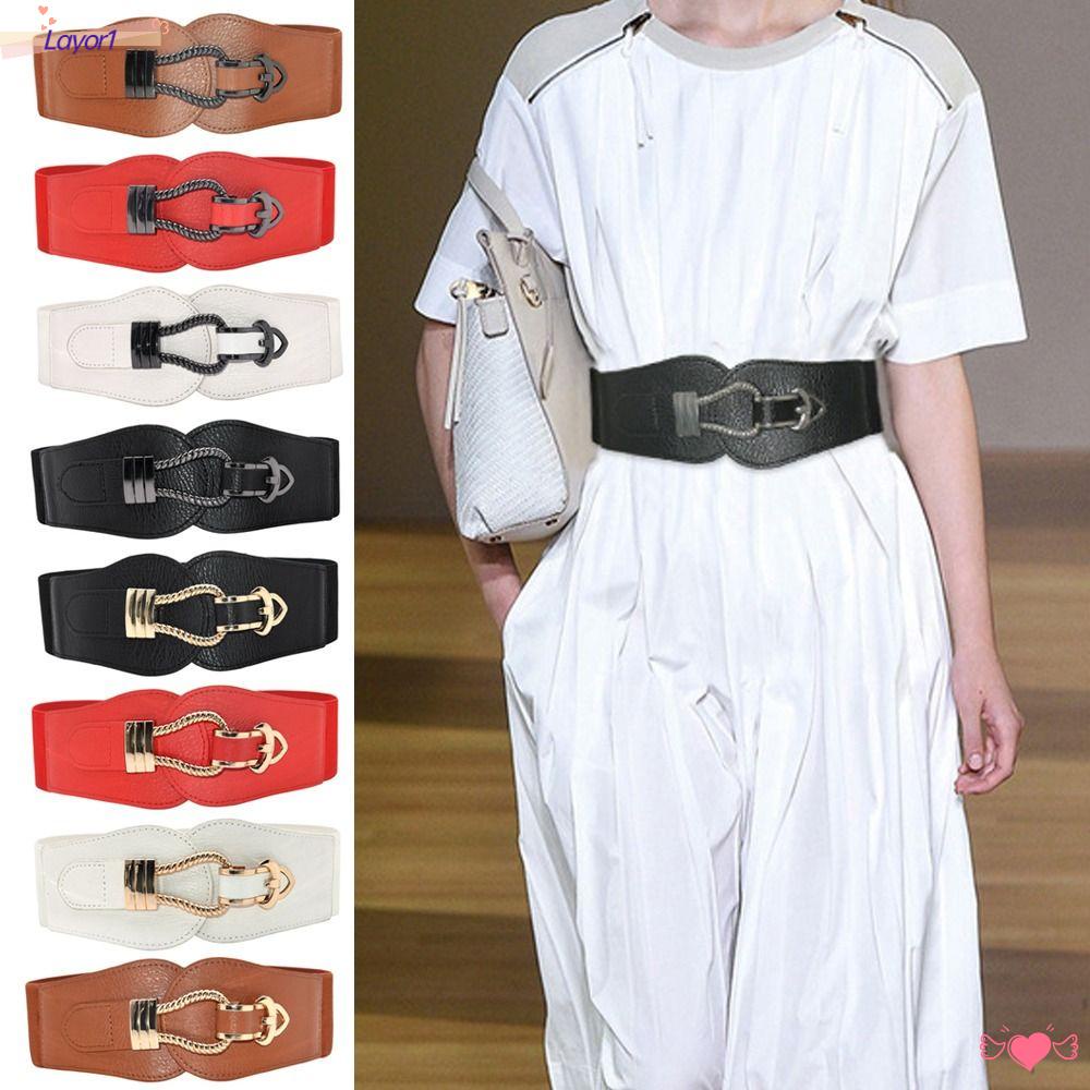 Thắt Lưng Da Bản Rộng Co Giãn Phong Cách Vintage Sang Trọng LAYOR1