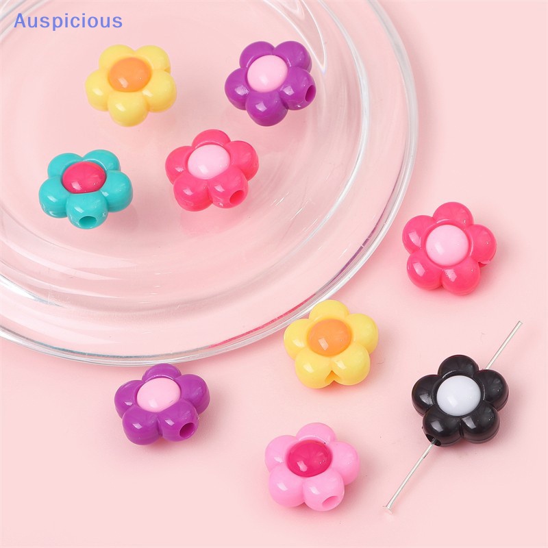 Set 20 / 40 Hạt Xỏ Lỗ Hình Hoa Nhiều Màu Sắc Bằng Acrylic Dùng Làm Đồ Trang Sức DIY