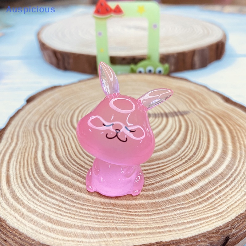 Set 2 Mô Hình Thỏ Mini Bằng Nhựa Phát Quang Trang Trí Sân Vườn