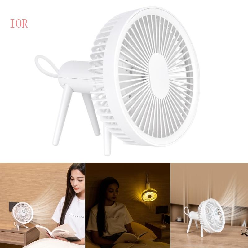 Quạt Cắm Trại 4 Tốc Độ Kèm Đèn LED Có Thể Sạc Lại Bằng Cổng USB Dùng Cho Văn Phòng /