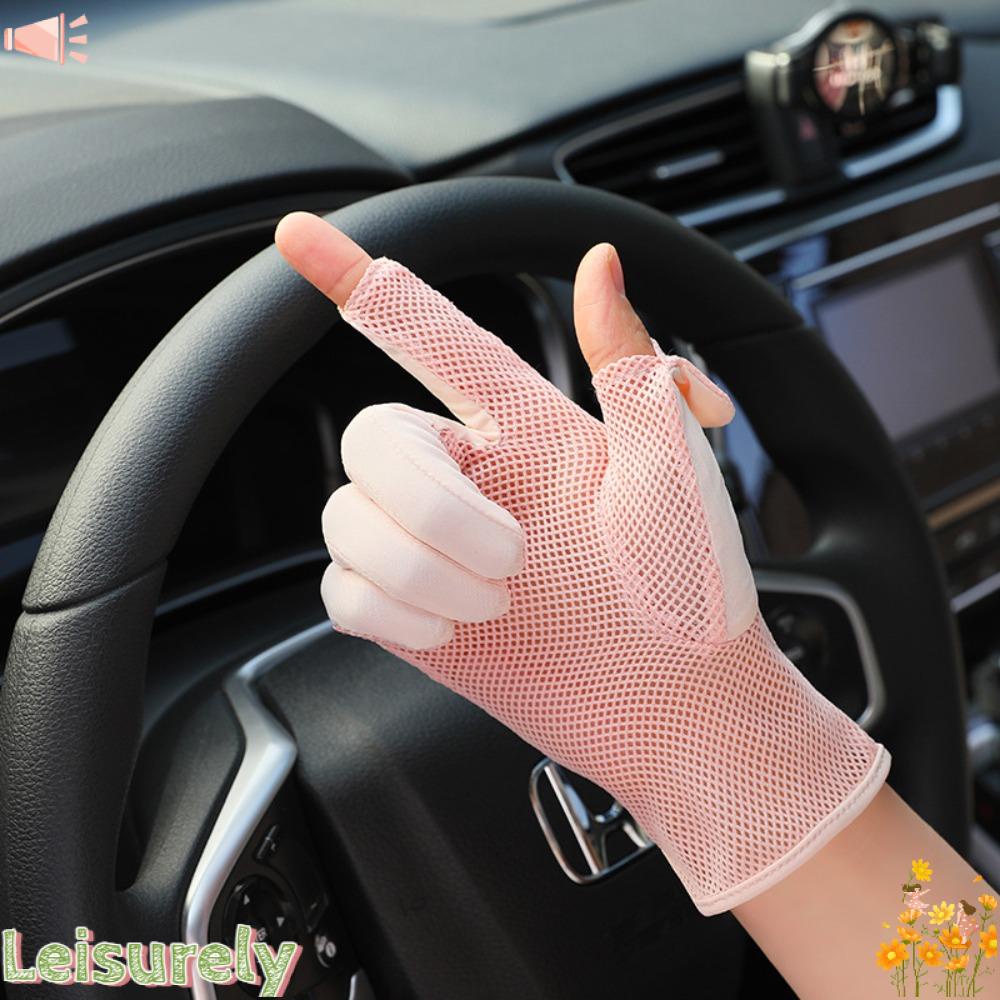 Găng Tay Lái Xe Hở Ngón Bằng Lụa Lạnh Cho Nữ