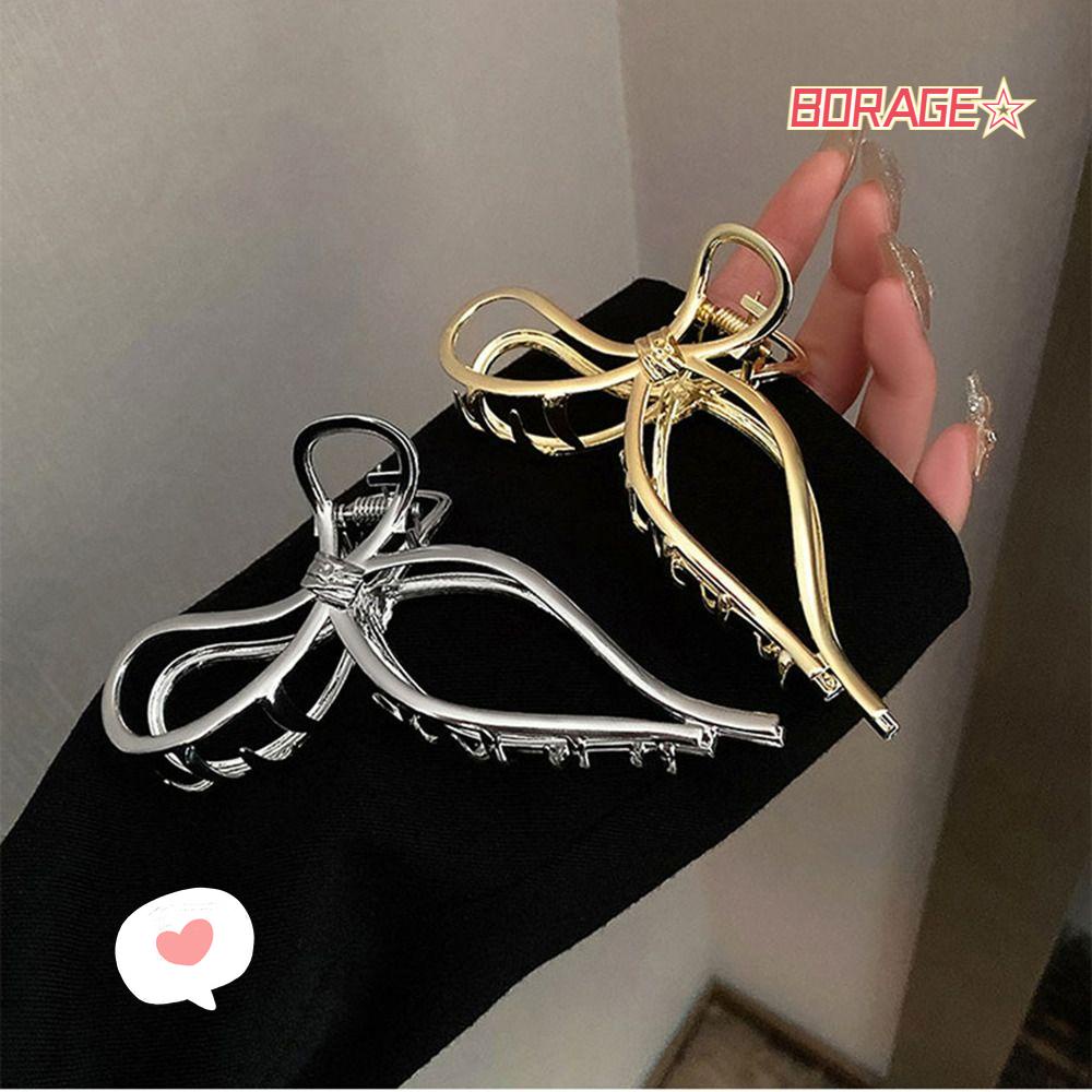 Kẹp Tóc Đuôi Ngựa Kim Loại BORAG Thời Trang|Kẹp Tóc Cỡ Lớn Họa Tiết Hình Học Thời Trang