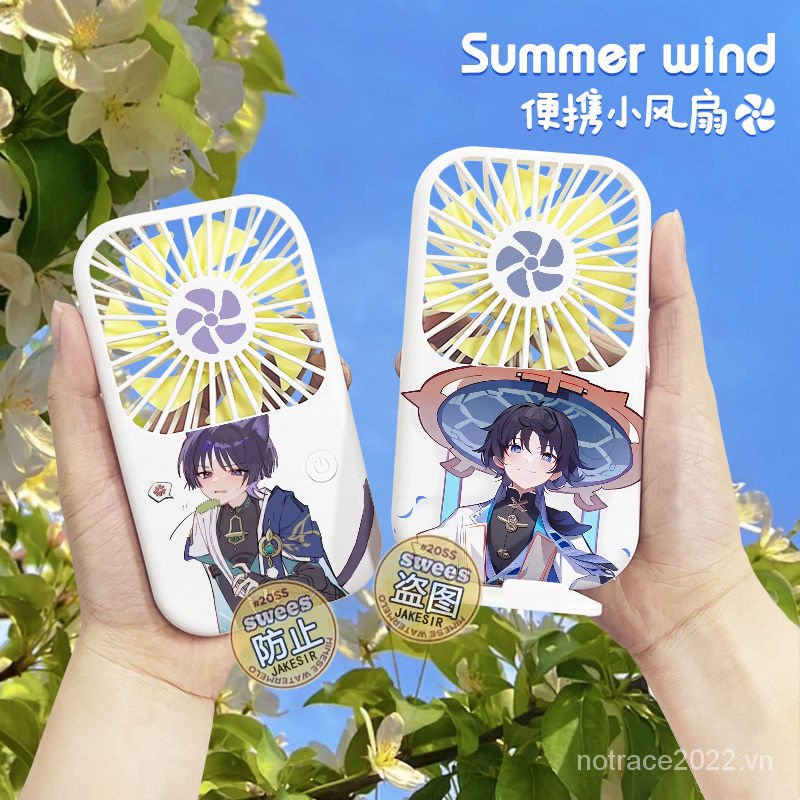 ★Genshin Impact★Quạt Mini Cầm Tay Scaramouche & Wanderer Sạc USB Chất Lượng Cao