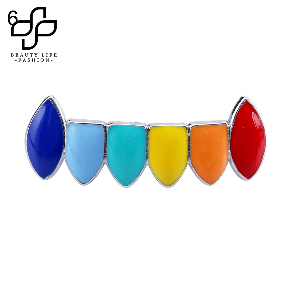 Nắp Răng Nướng Trang Sức Màu Cầu Vồng Thời Trang Hip Hop beautylifefashion