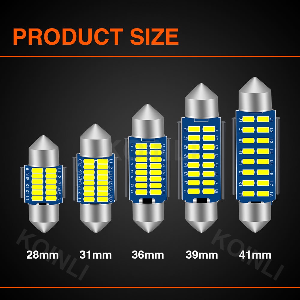 Đèn Led T10 Festoon 28MM 31MM 36MM 39MM 41MM W5W 26SMD 4014 Gắn Biển Số Xe Hơi Xe Máy
