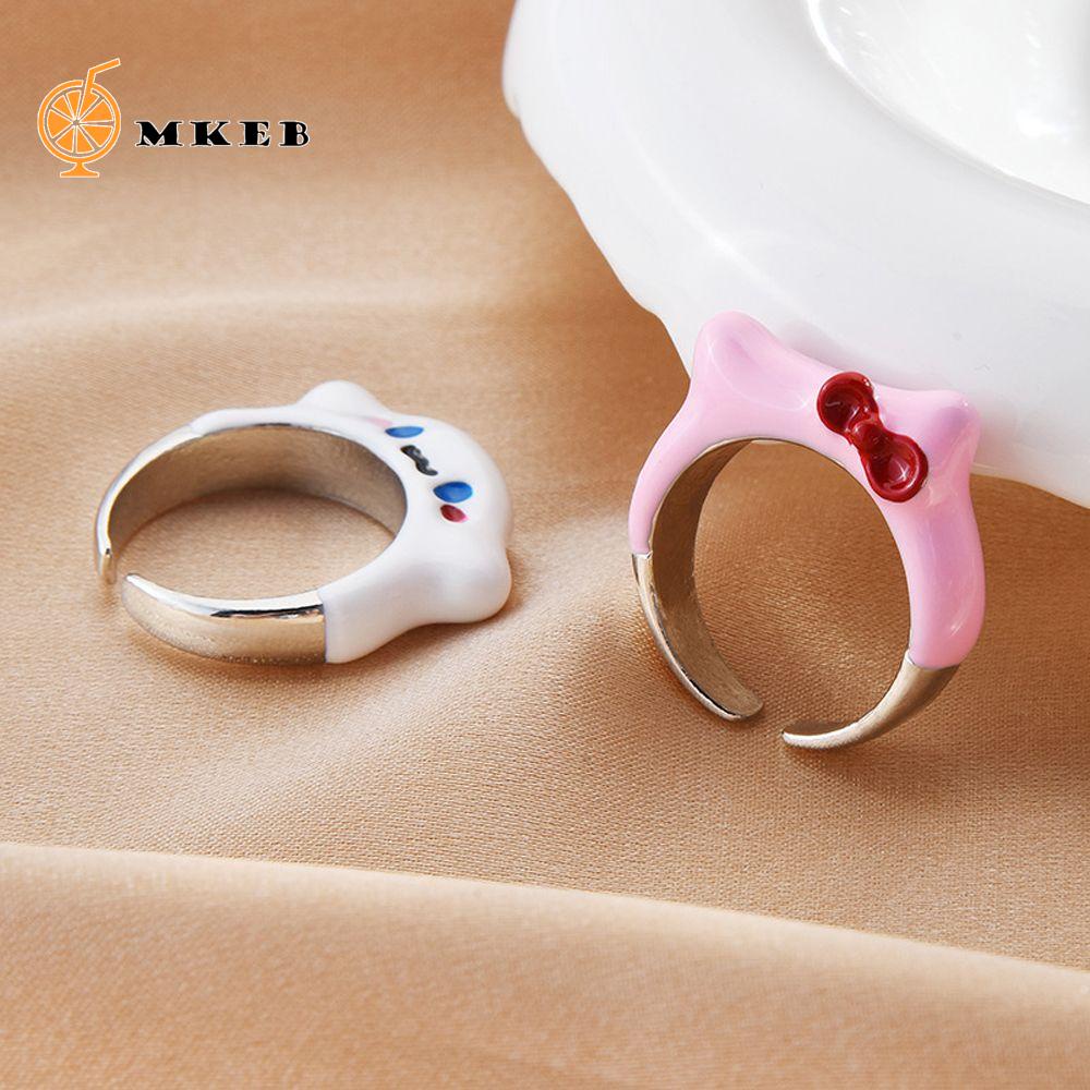 MKEB Nhẫn hở họa tiết chó/ mèo hoạt hình dễ thương phong cách Hàn Quốc thời trang cho nữ