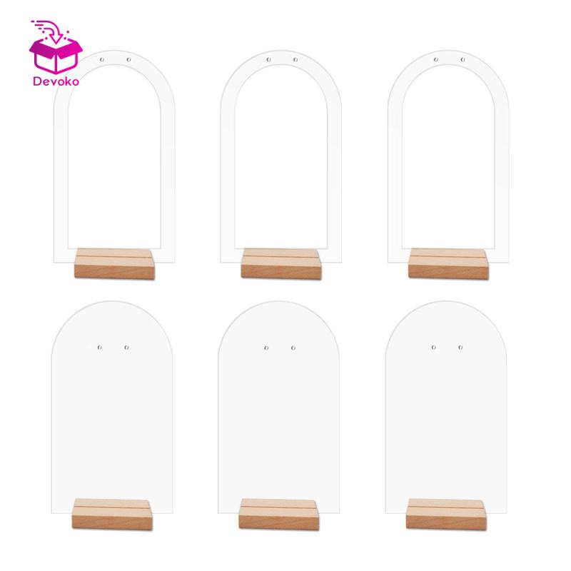 Set 6 Giá Đỡ Trưng Bày Bông Tai Bằng Acrylic Kèm Đế Gỗ Tiện Dụng