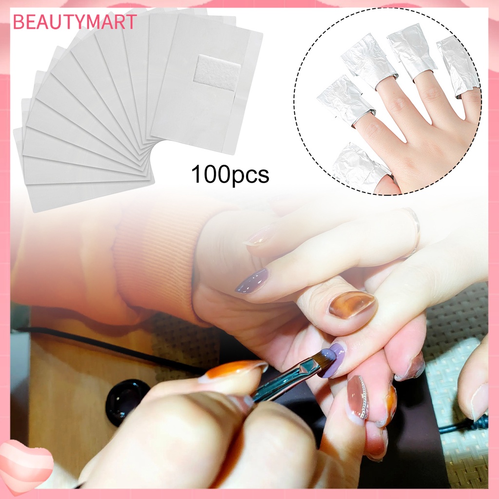 Bộ 100 Giấy Thiếc Tẩy Sơn Móng Tay Không Chứa Chất Độc Hại Tiết Kiệm Sức Lao Động