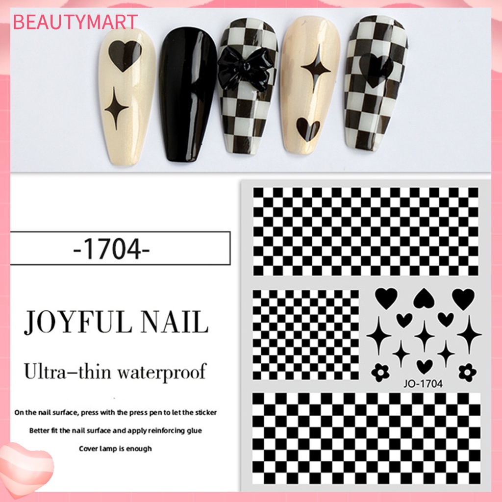 Miếng Dán Móng Tay Tự Dính Họa Tiết Kẻ Ô Dành Cho Nữ
