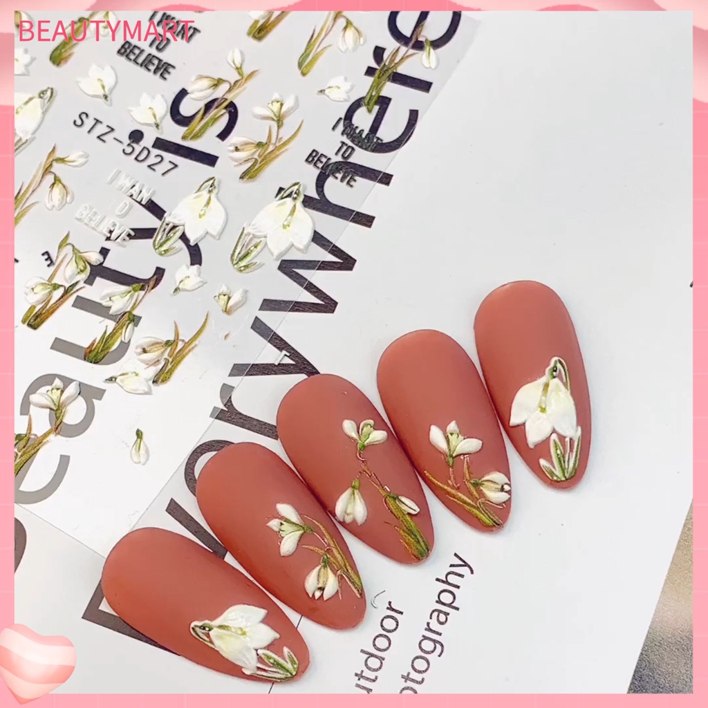 Miếng Dán Trang Trí Móng Tay Tạo Hiệu Ứng 5D Hình Hoa Tulip