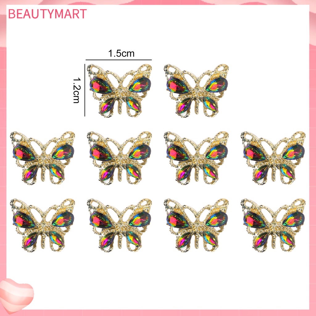 Set 10 Phụ Kiện Đính Trang Trí Móng Tay Hình Bướm Sang Trọng DIY