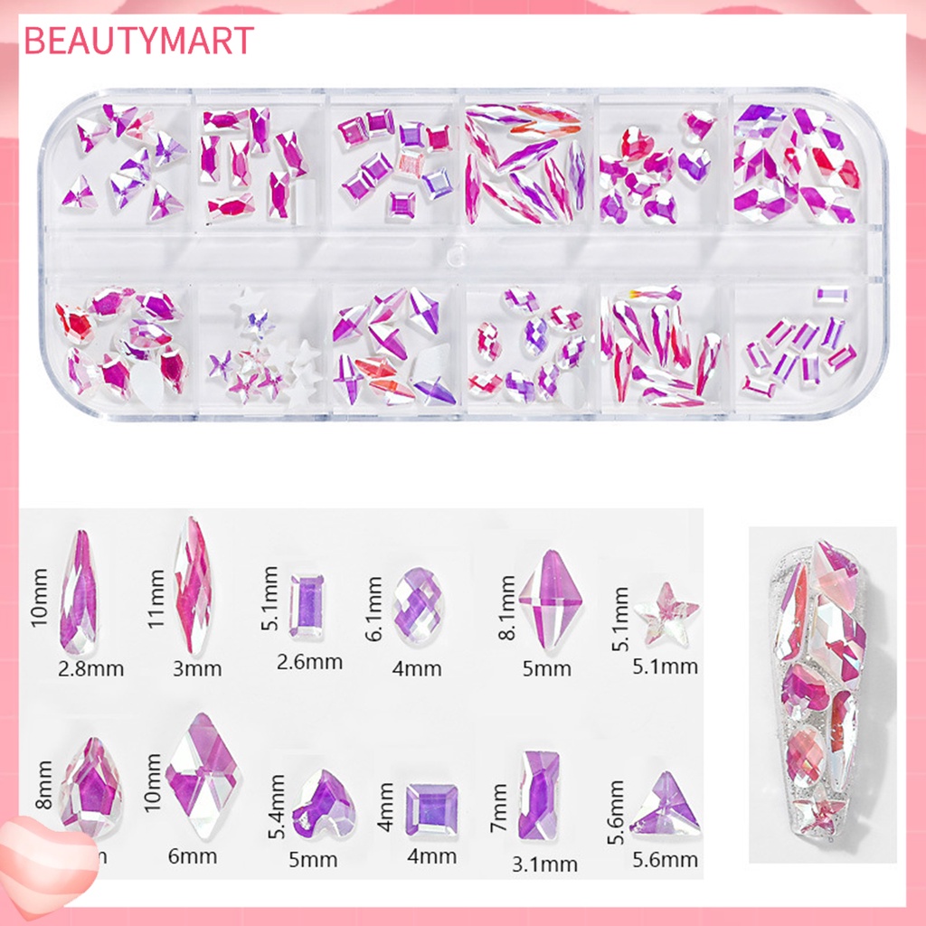 Hộp 12 Ngăn Đựng Hạt Đá Trang Trí Móng Tay Gọn Nhẹ DIY