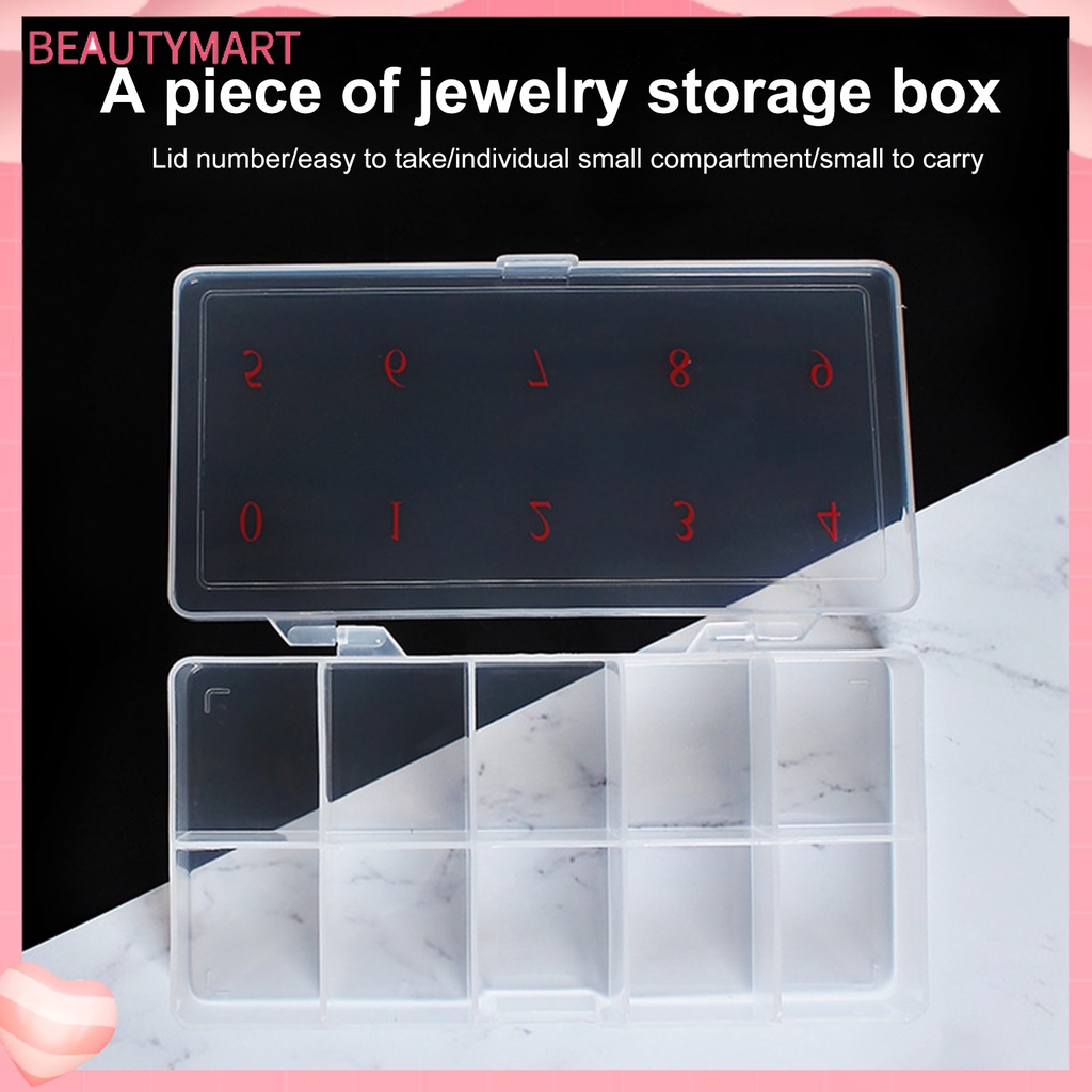 Hộp Đựng Phụ Kiện Trang Trí Móng Tay 10 Ngăn Trong Suốt Đa Năng