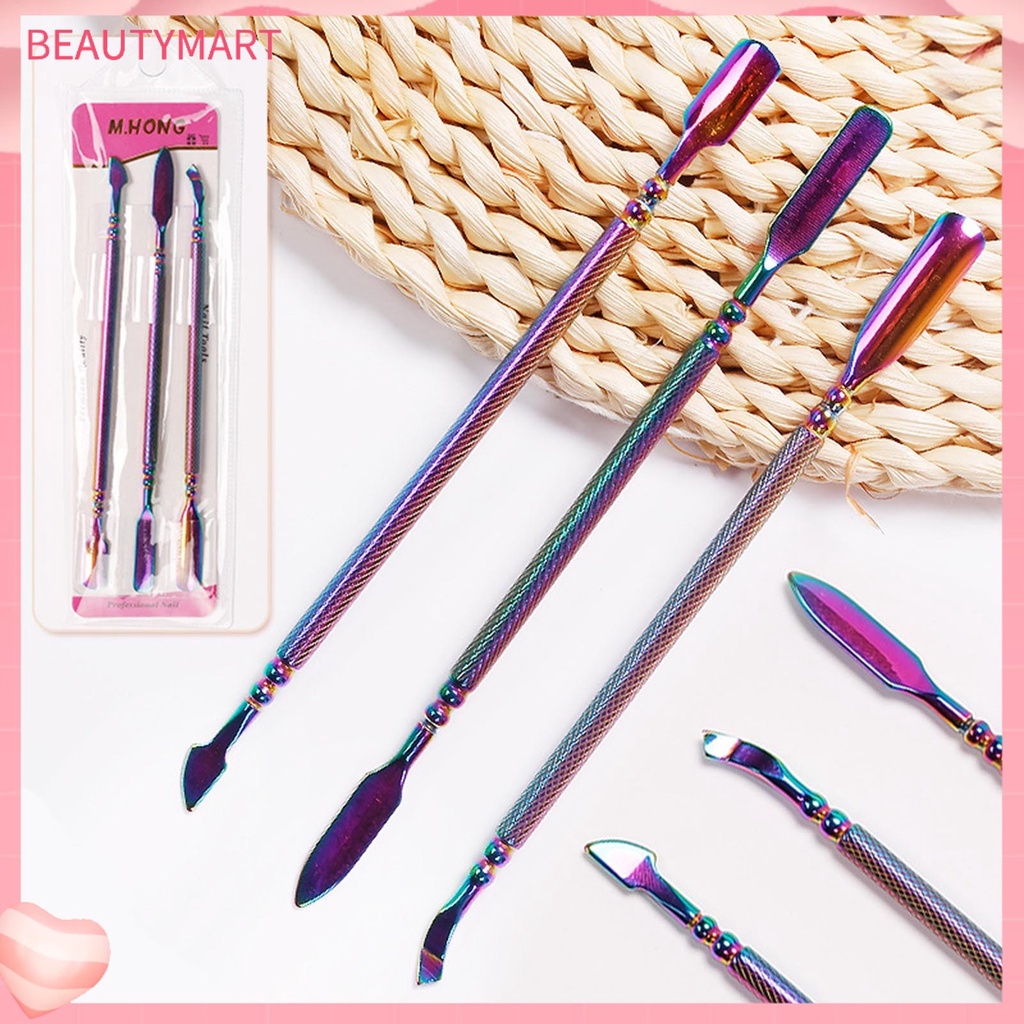 Bộ 3 Dụng Cụ Làm Móng Bằng Thép Không Gỉ Thiết Kế Hai Mặt Tiện Dụng