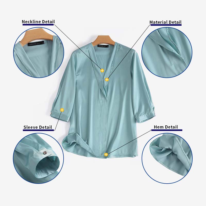 Zanzea Áo Sơ Mi Nữ Tay Lửng Cổ Chữ V Màu Trơn Phong Cách Hàn Quốc