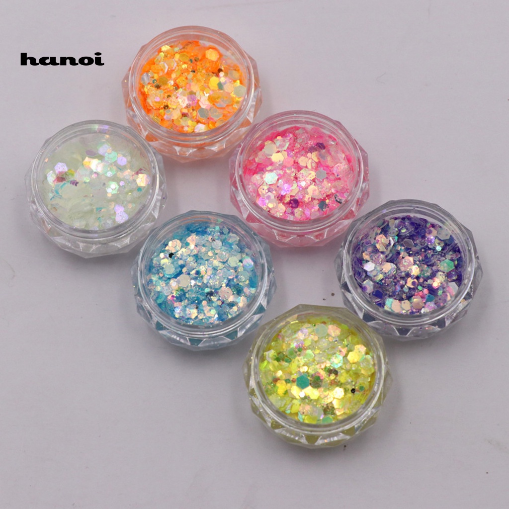 Set 6 Hộp Kim Tuyến Dạ Quang Tự Trang Trí Móng Tay Thời Trang