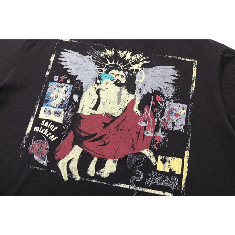 Áo Thun Cotton Nguyên Chất Tay Ngắn Dáng Rộng Phong Cách Retro Mỹ Cho Nam Và Nữ