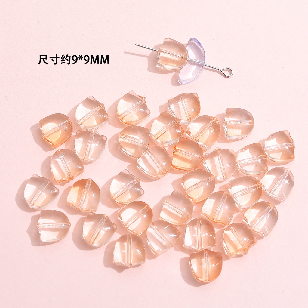 Set 10 Phụ Kiện Hạt Thủy Tinh Hình Hoa Tulip Tự Làm Trang Sức Vòng Tay / Điện Thoại