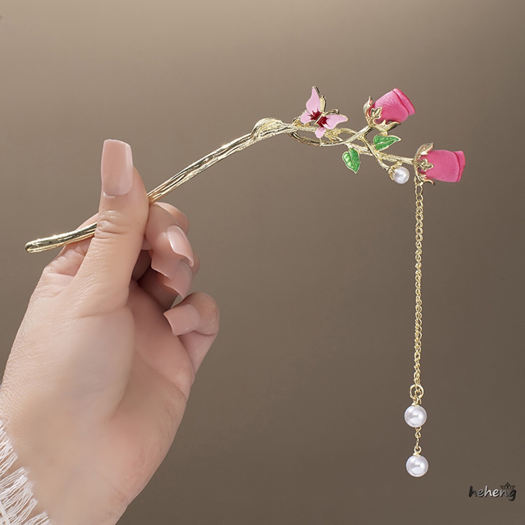 Trâm Cài Tóc Mạ Vàng Hình Bướm Đính Đá Pha Lê