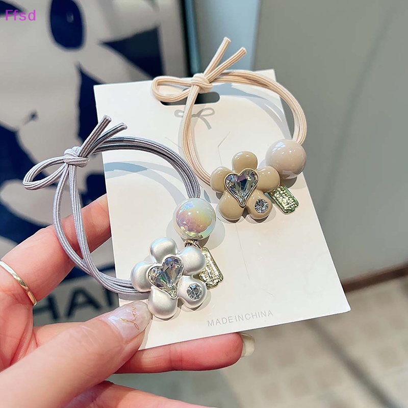 Dây Cột Tóc Co Giãn Đính Đá Hình Hoa / Trái Tim Dễ Thương Cho Bé Gái