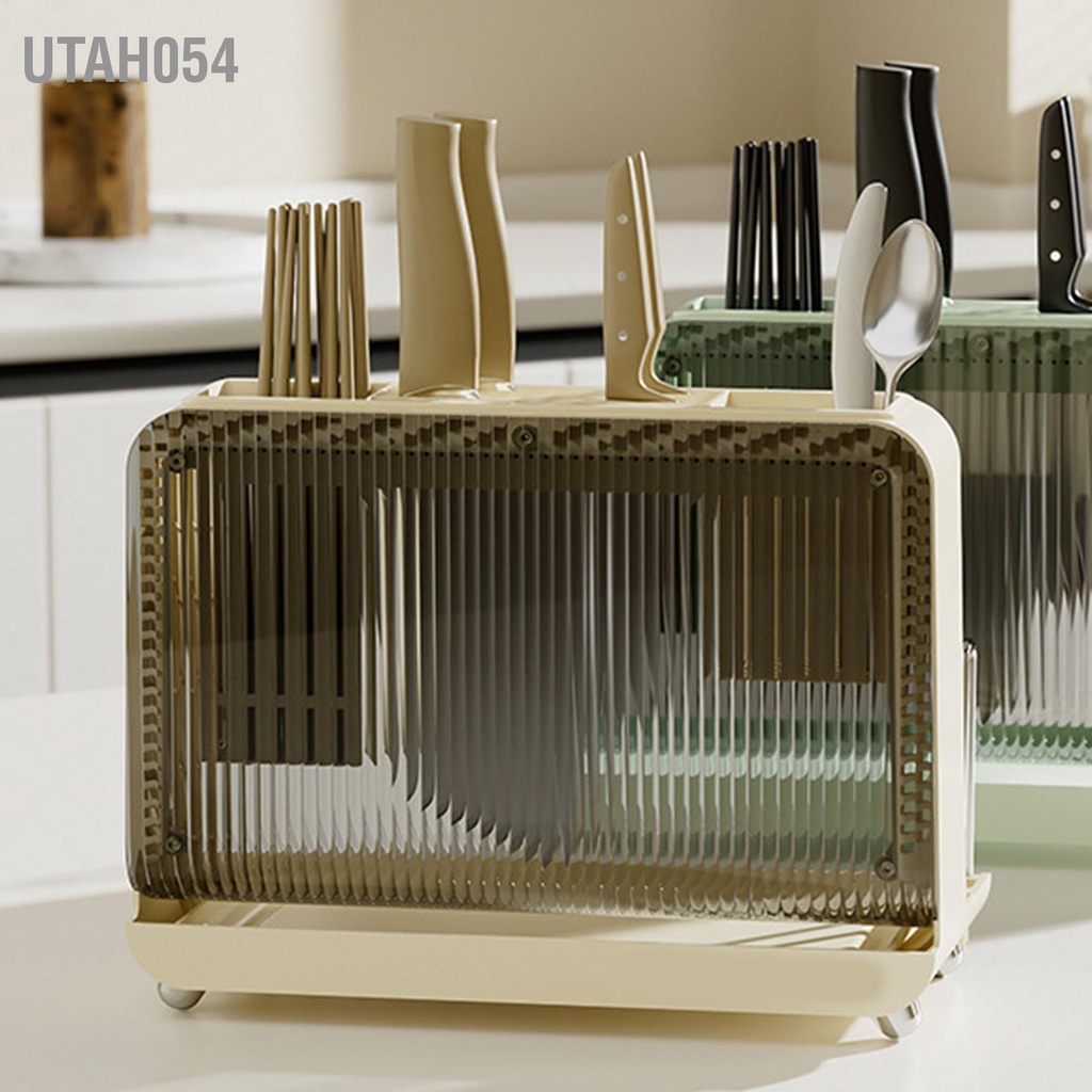 Utah054 Thớt Dao Người Tổ Chức Đa Năng Khối Giá Đỡ Có Khay Thoát Nước Cho Mặt Bàn Bếp Trắng