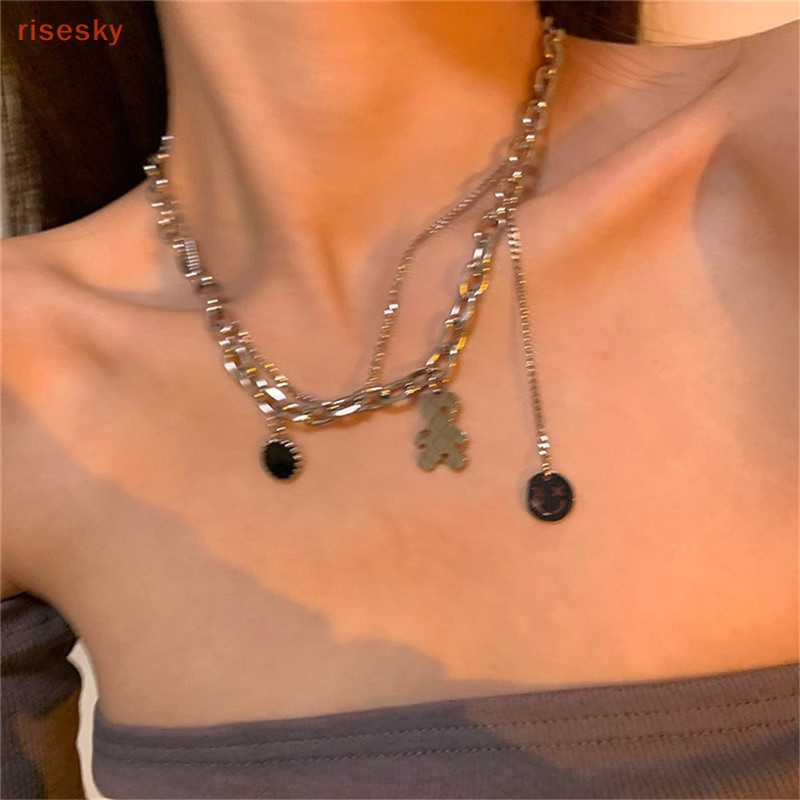 Vòng Cổ Choker Mặt Gấu Cười Phong Cách Punk Hip Hop Cho Nam Và Nữ