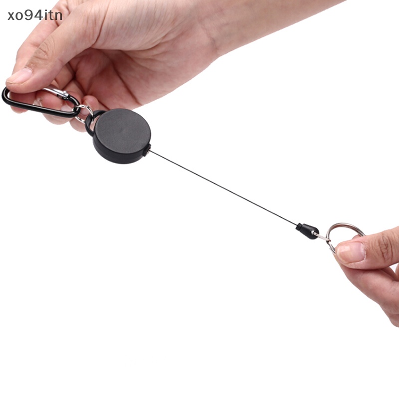 Tn Móc Chìa Khóa Bằng Thép Cuộn Dây Màu Đen Có Thể Thu Gọn n