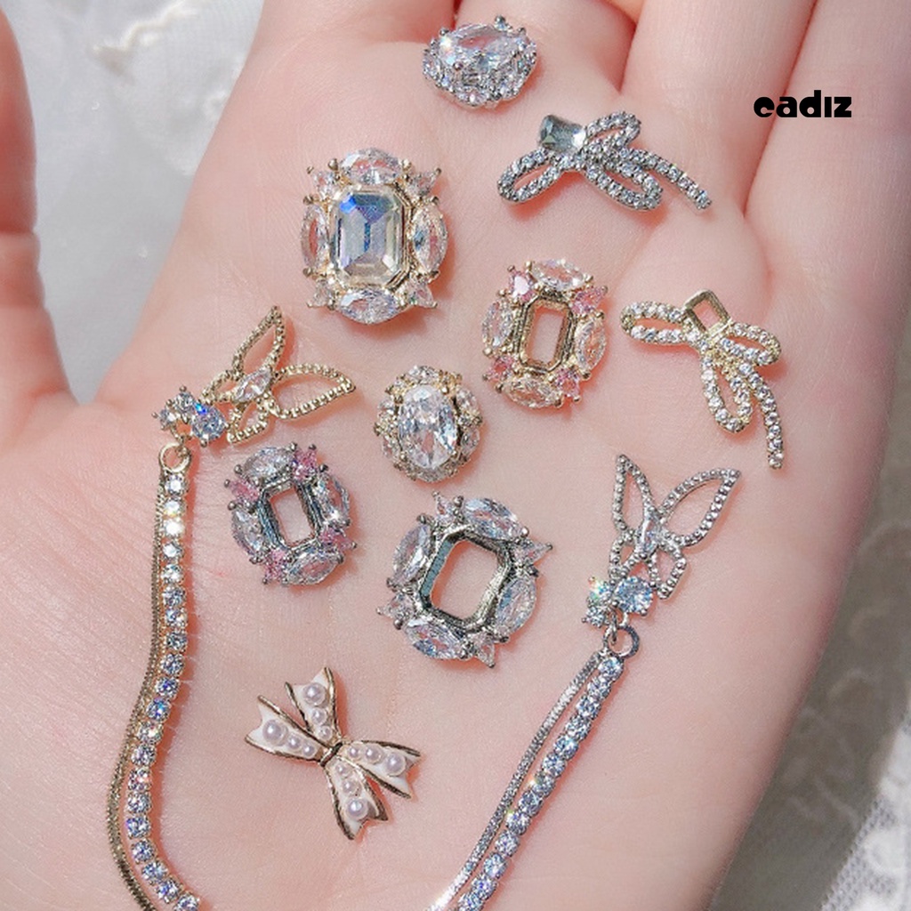 Phụ Kiện Tua Rua Hình Bướm 3D Nhiều Hình Dạng Đính Đá Zircon Sang Trọng Trang Trí Móng Tay