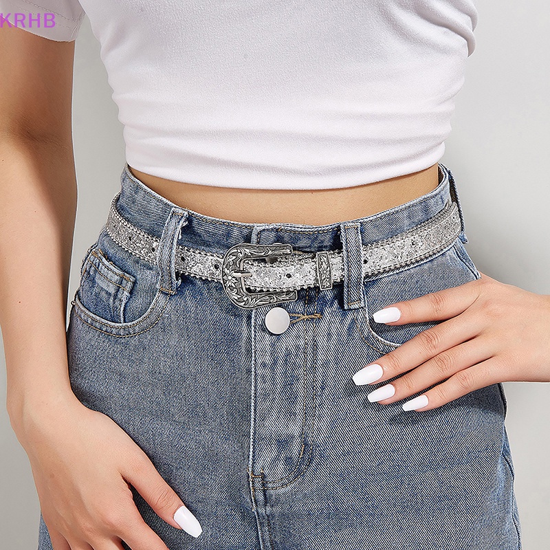 Thắt Lưng Da PU Đính Đá Phong Cách Cao Bồi Y2K Thời Trang Dành Cho Nam Nữ Mới