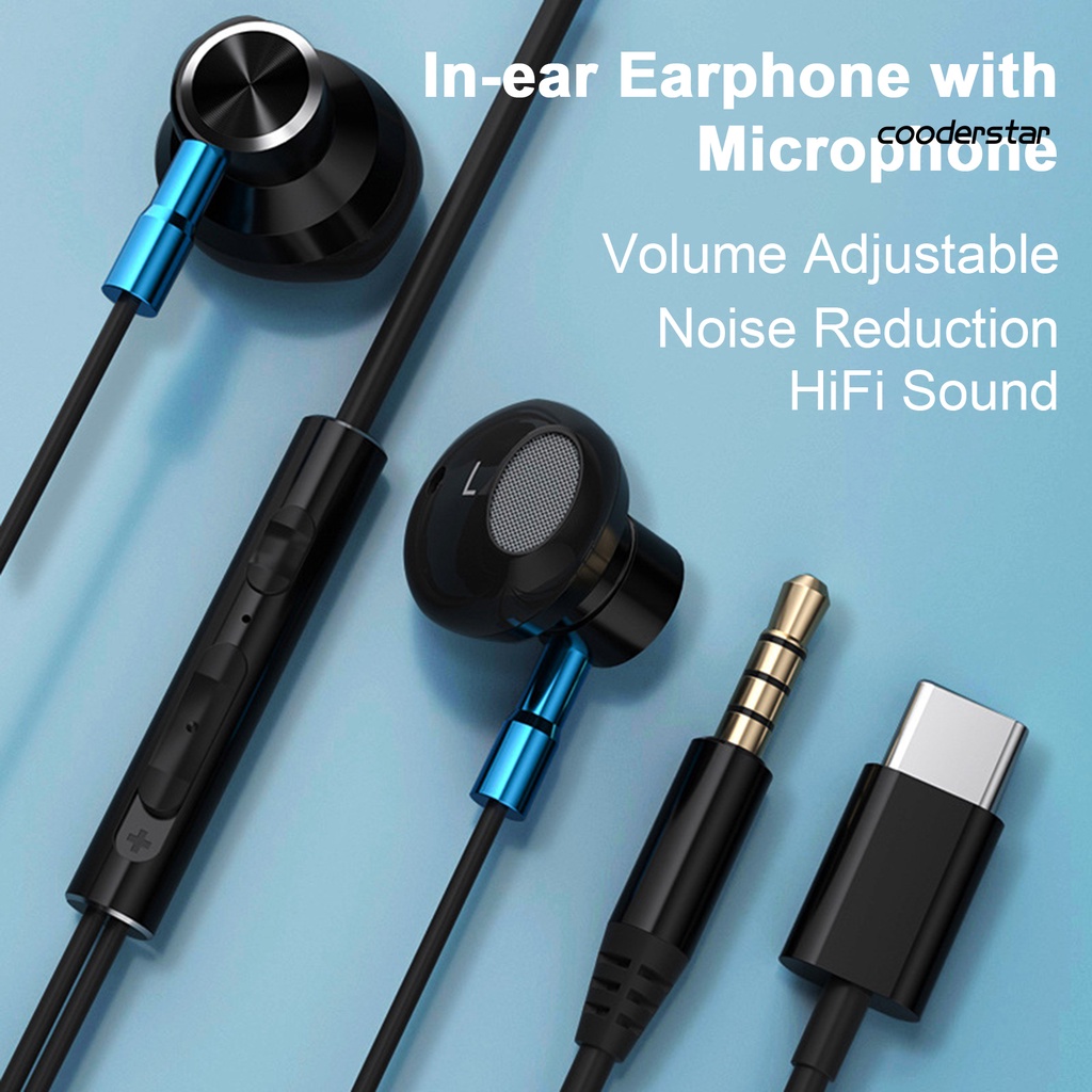 Tai Nghe Nhét Tai Jack 3.5mm Loại C Giảm Tiếng Ồn Có Thể Điều Chỉnh Âm Lượng Tiện Dụng