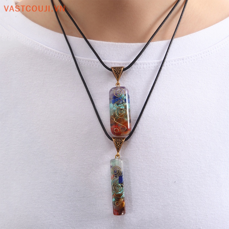 Mặt Vòng cổ Đá Pha Lê Năng Lượng Tự Nhiên 7 Luân Xa Chakra